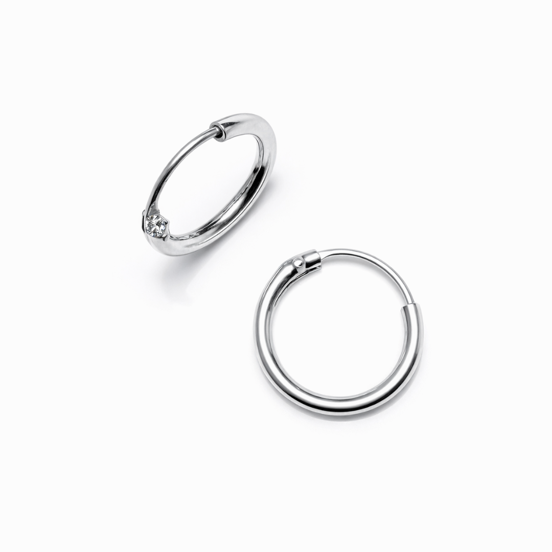 Round Edge Silver Hoops