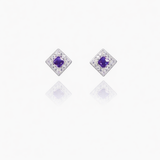 Square Stone Silver Eartops