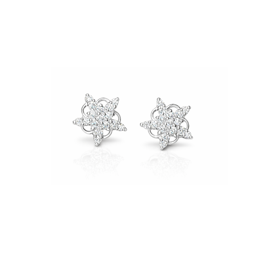 Flower Star Silver Eartops