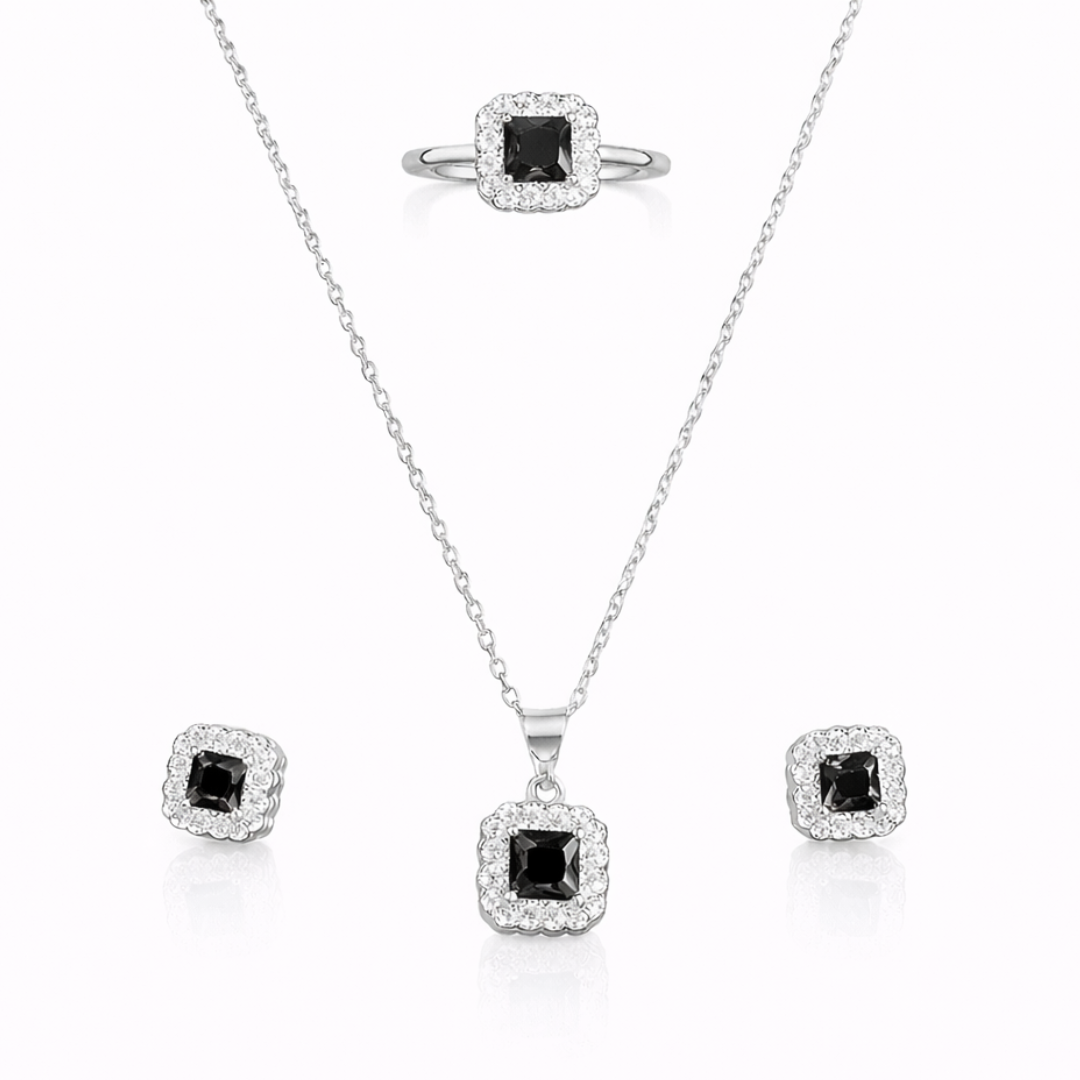 Lace Edge Silver Pendant Set