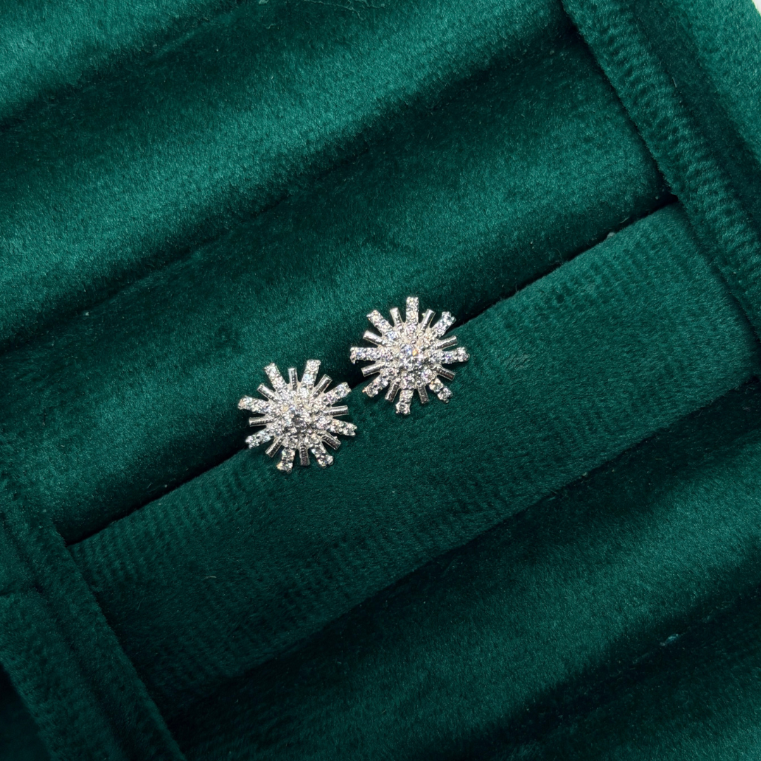 Starburst Sparkle Silver Eartops