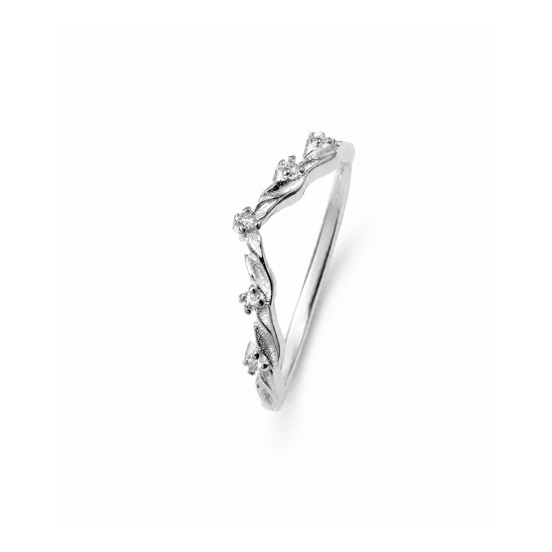 Filigree Leaf Silver Stacking Ring