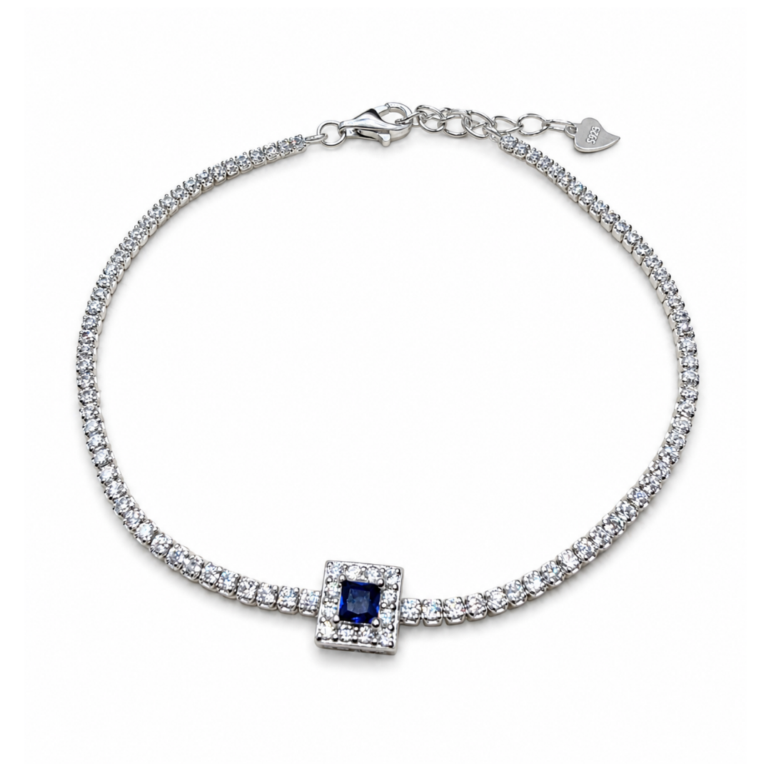 Navy Square 925 Tennis Bracelet