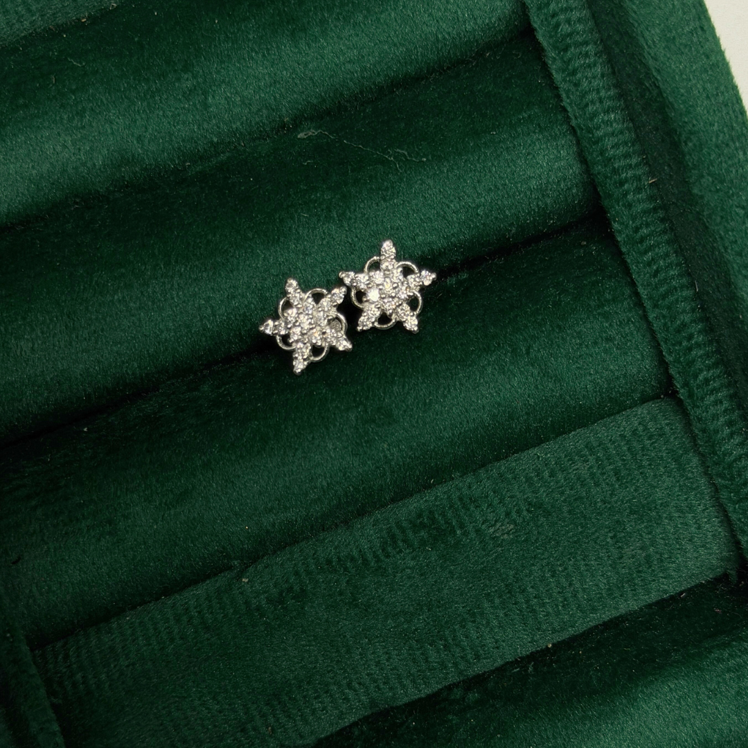 Flower Star Silver Eartops