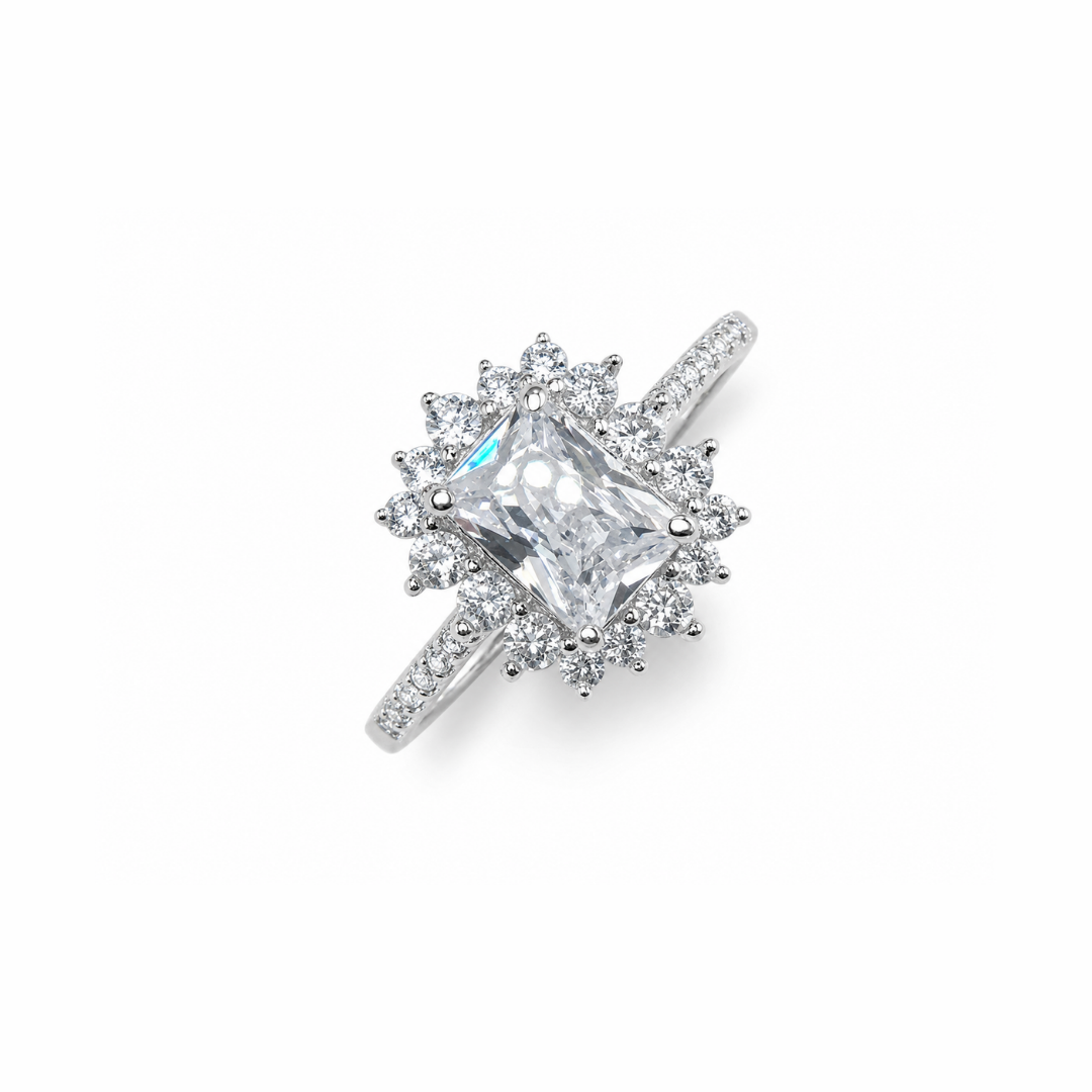 Emerald-Cut Stone Silver Ring