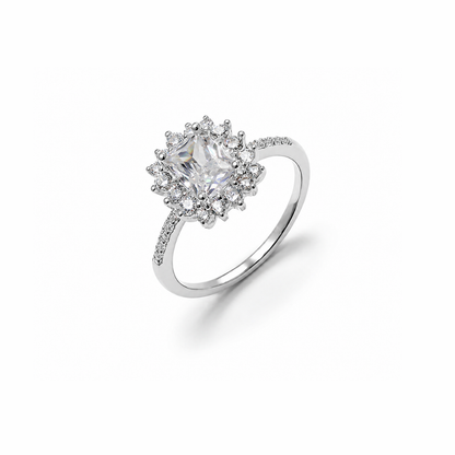 Emerald-Cut Stone Silver Ring