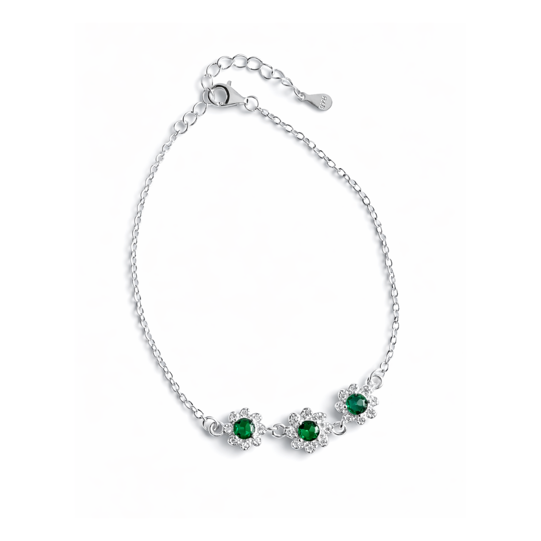 Flower Charm Silver Bracelet