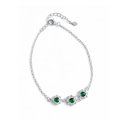 Flower Charm Silver Bracelet