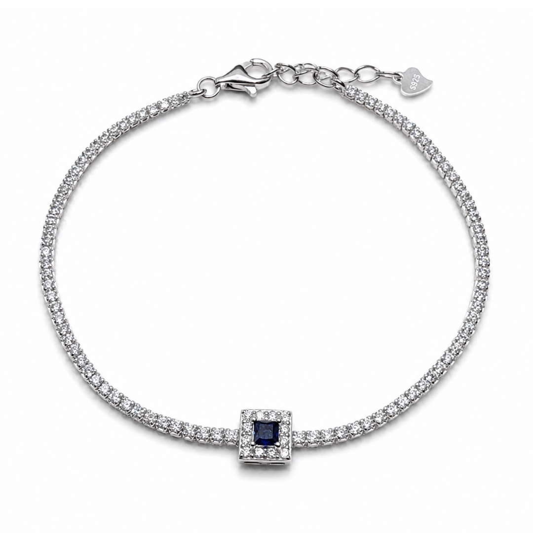 Navy Square 925 Tennis Bracelet