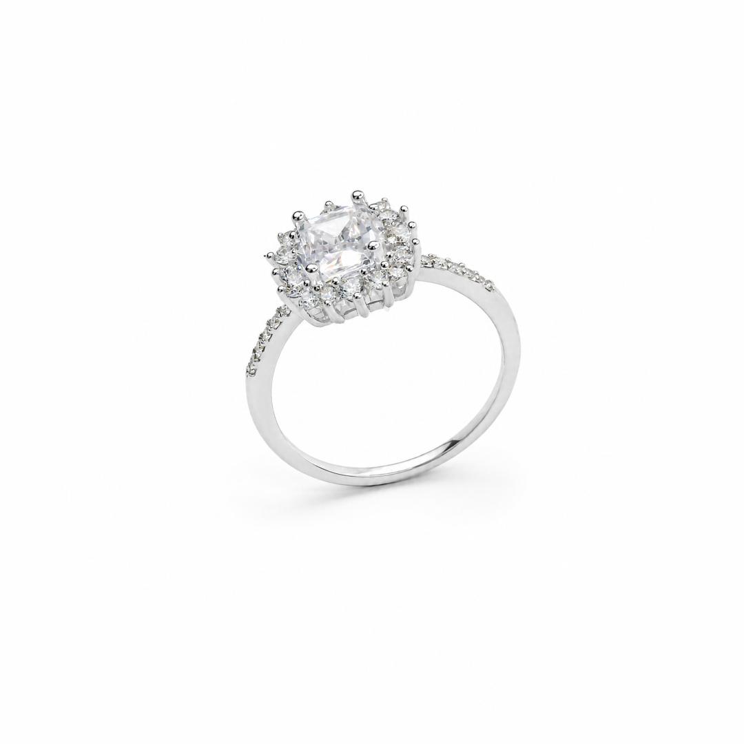 Emerald-Cut Stone Silver Ring
