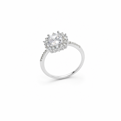 Emerald-Cut Stone Silver Ring