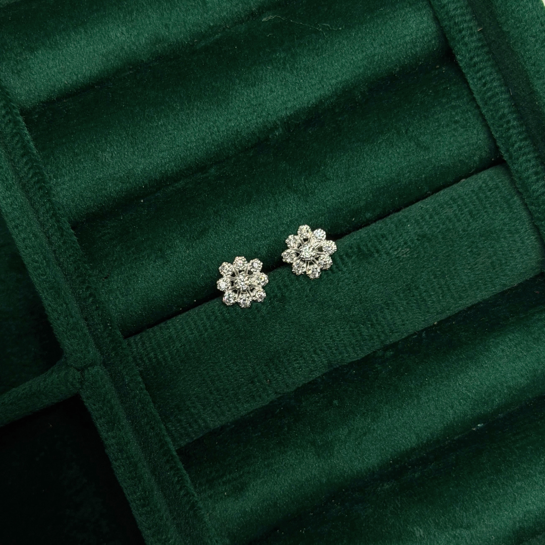 Silver Bloom Eartops