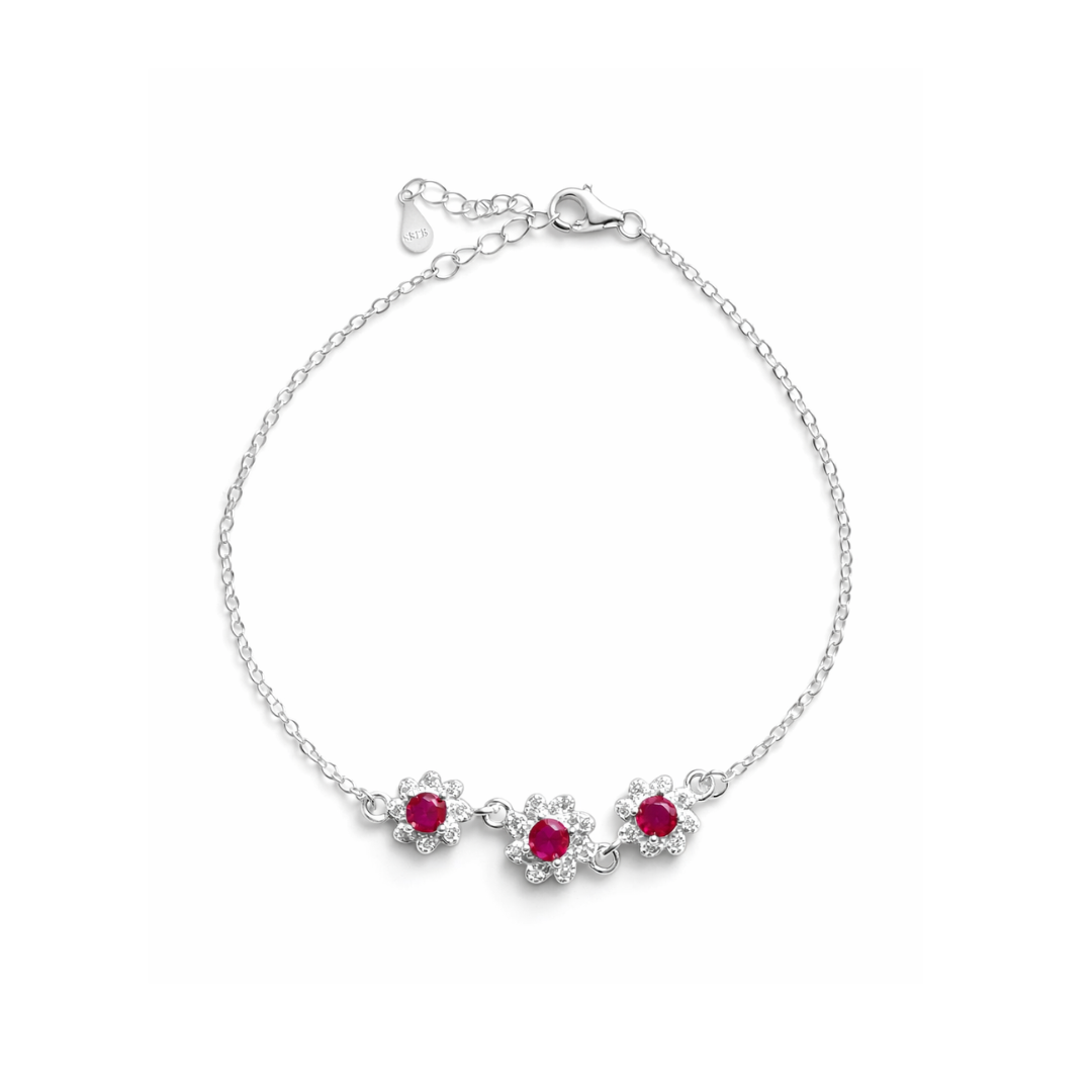Flower Charm Silver Bracelet