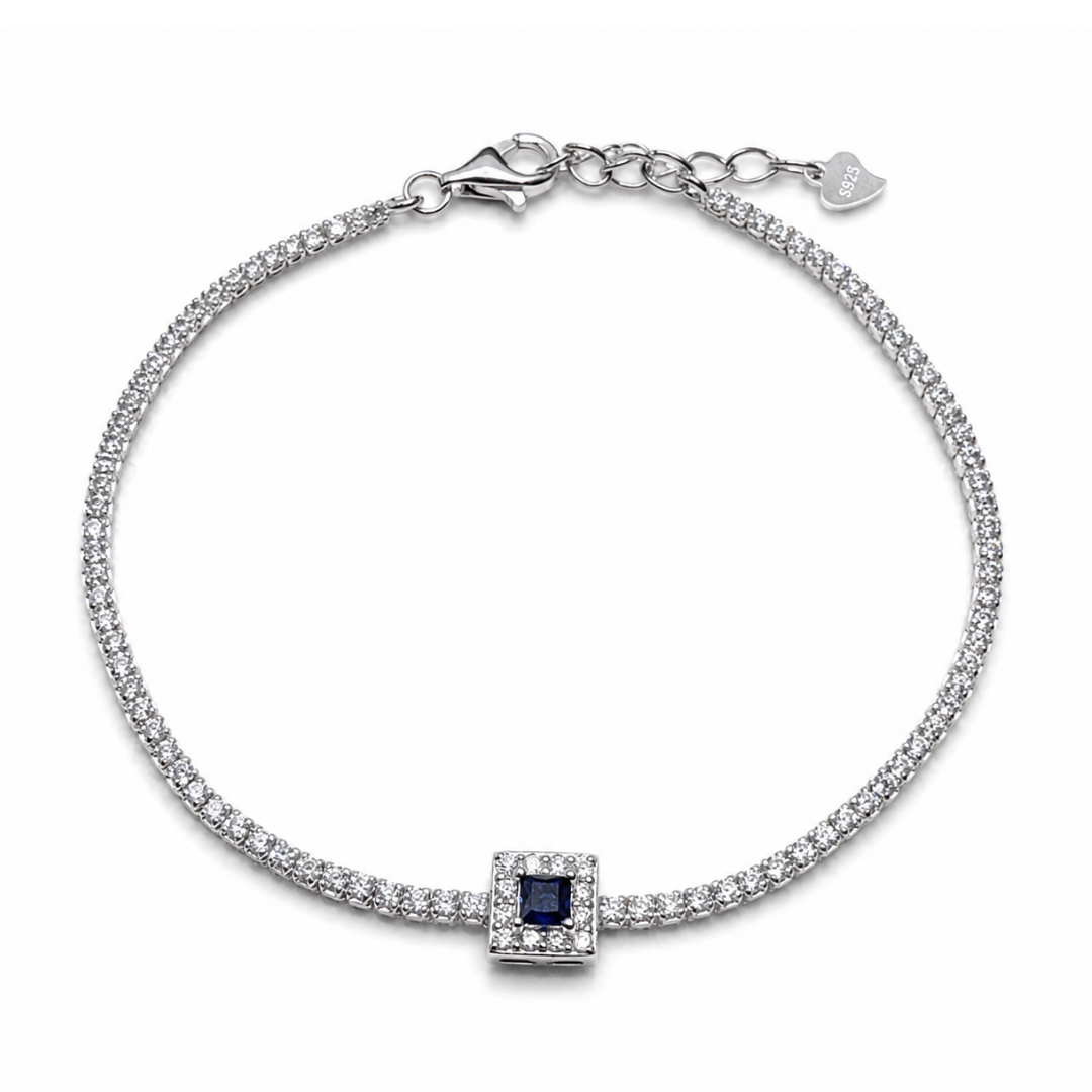 Navy Square 925 Tennis Bracelet