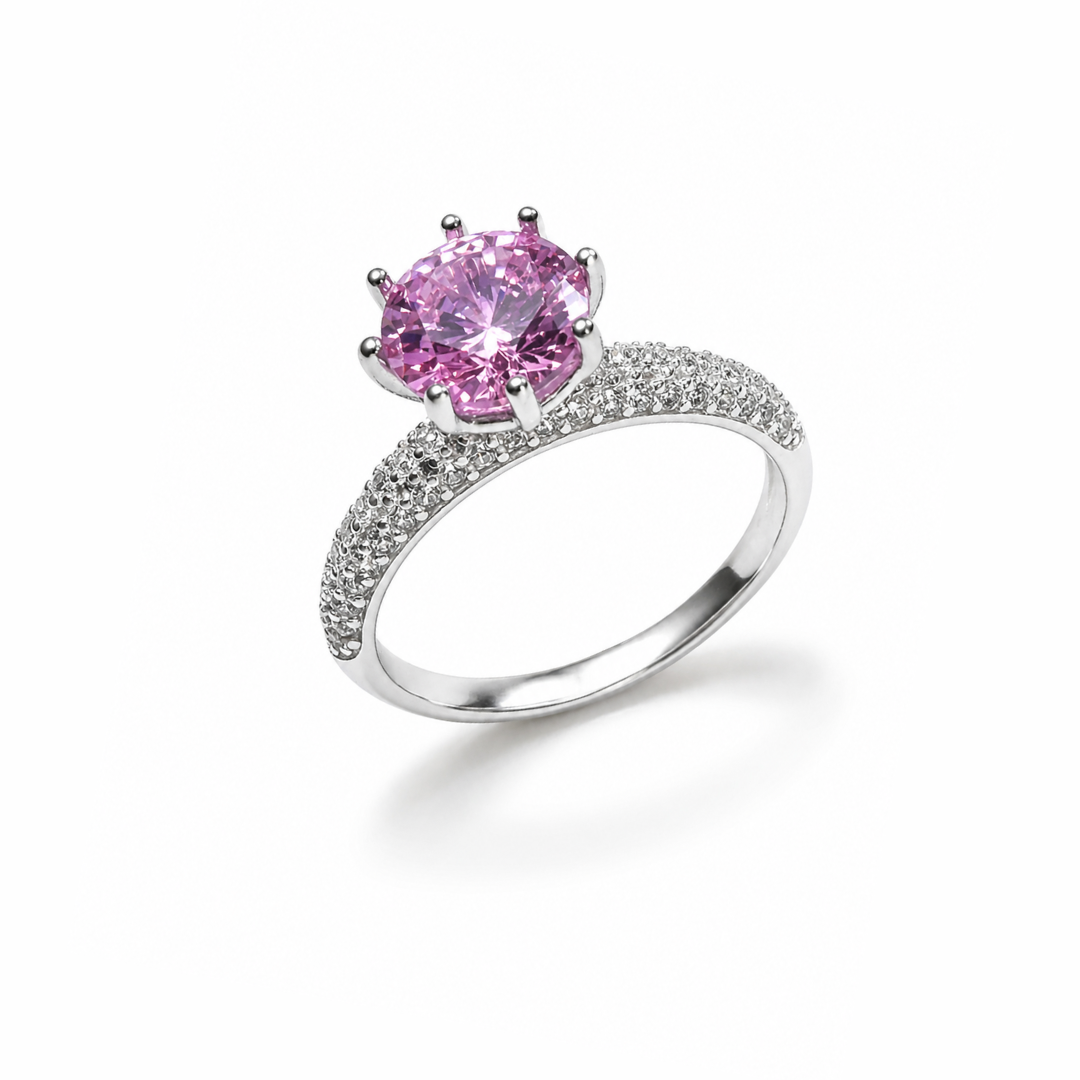 Round Simulated Silver Ring