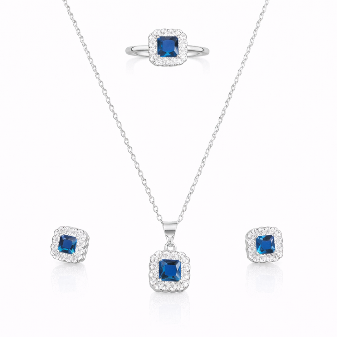 Lace Edge Silver Pendant Set