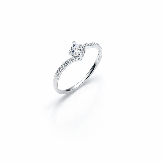 Swirl Solitaire Silver Ring