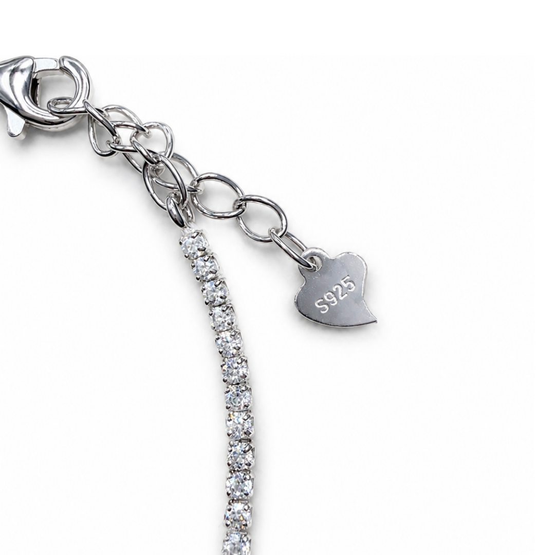 Blue Heart 925 Silver Tennis Bracelet
