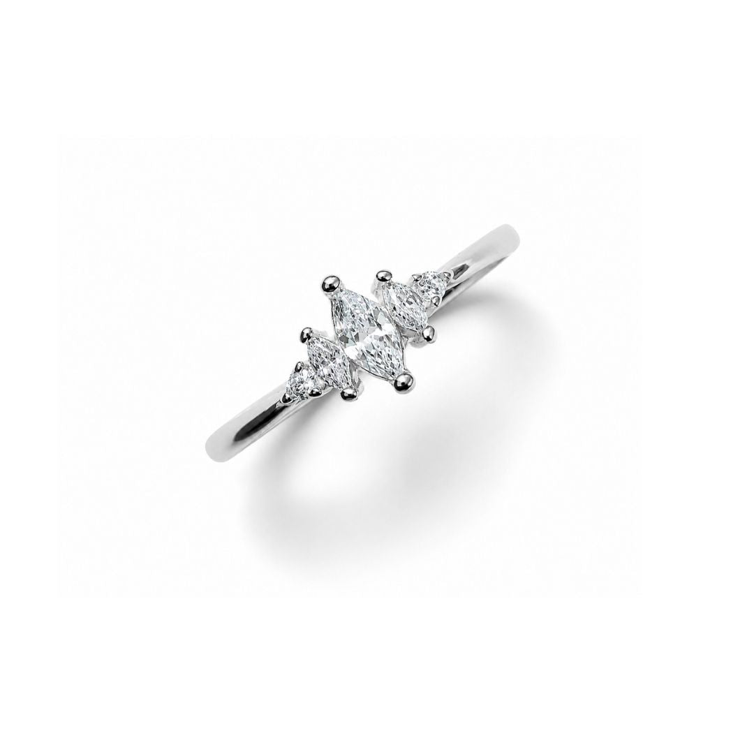 Marquise Cut Pave Stacking Ring