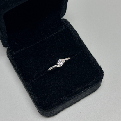 Swirl Solitaire Silver Ring