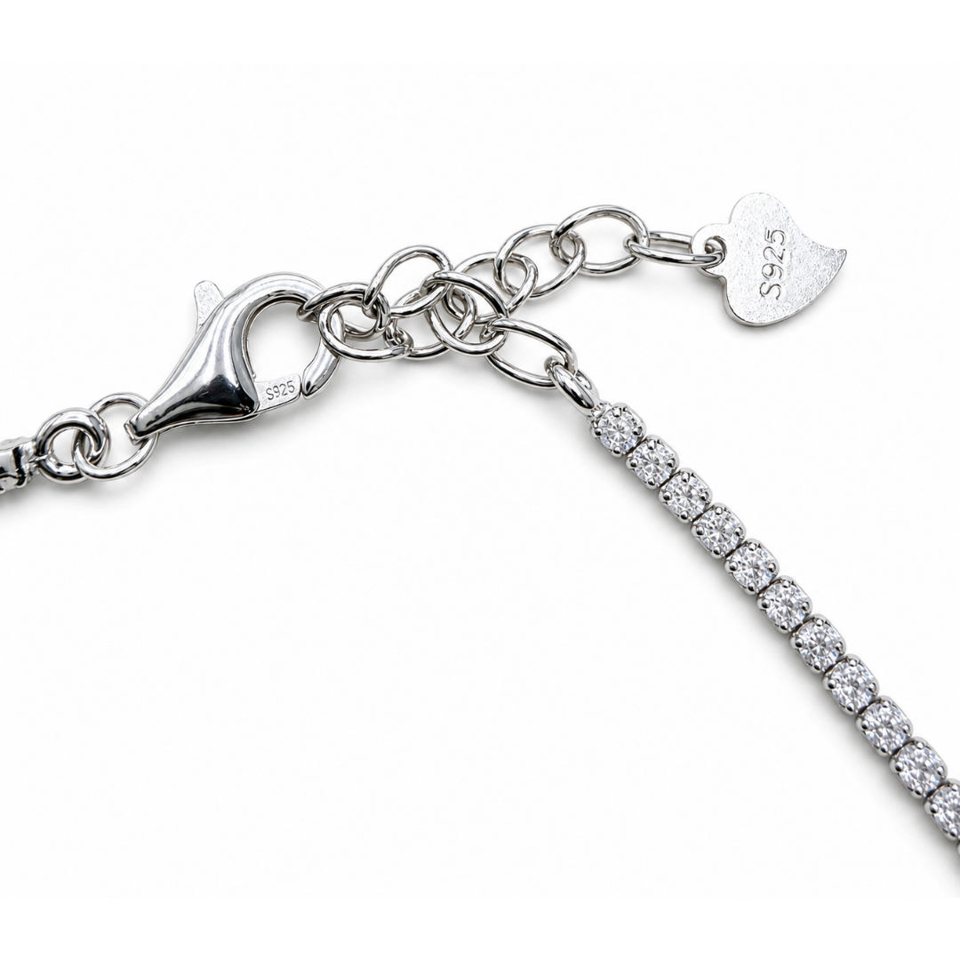 Blue Heart 925 Silver Tennis Bracelet
