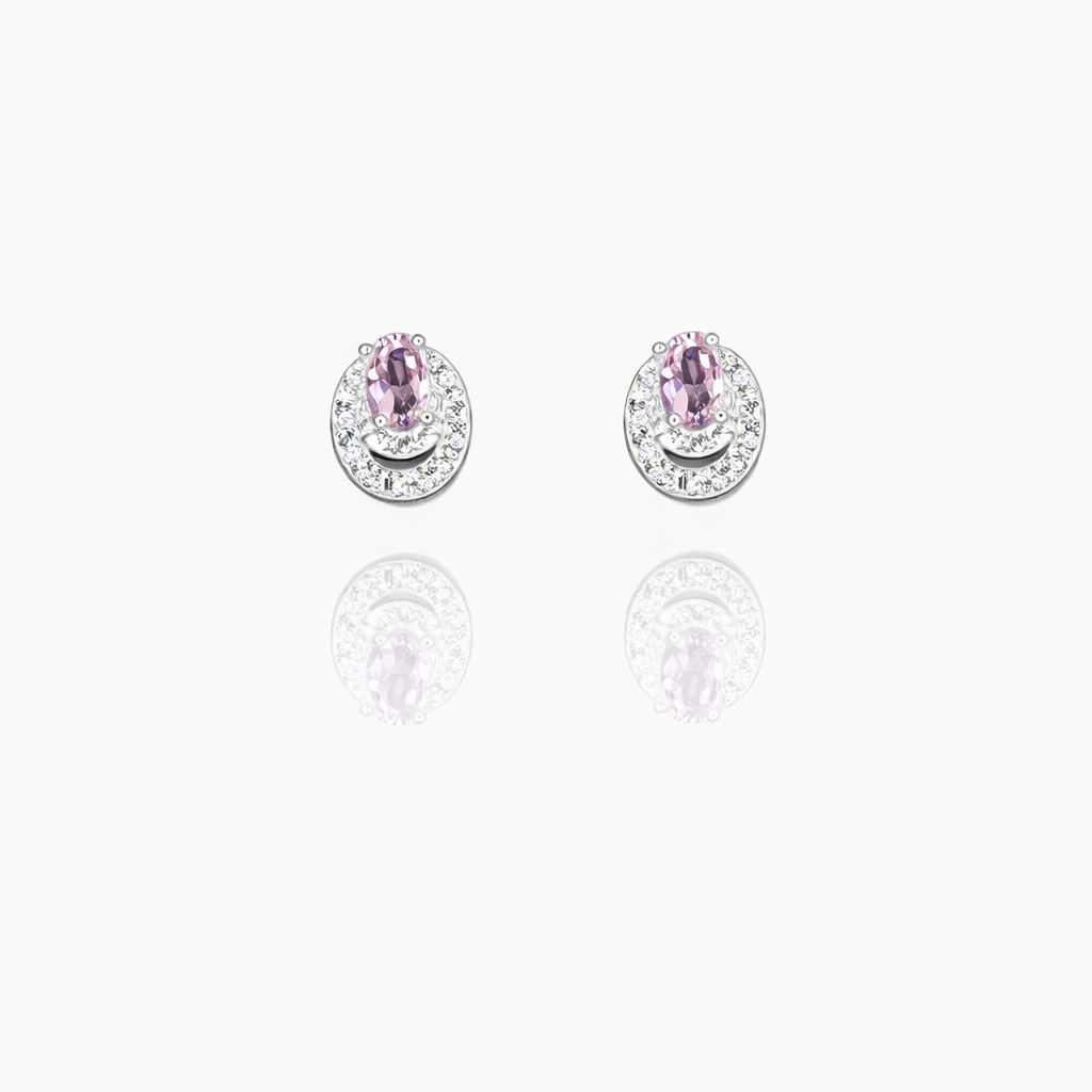 Oval Stone Silver Eartops