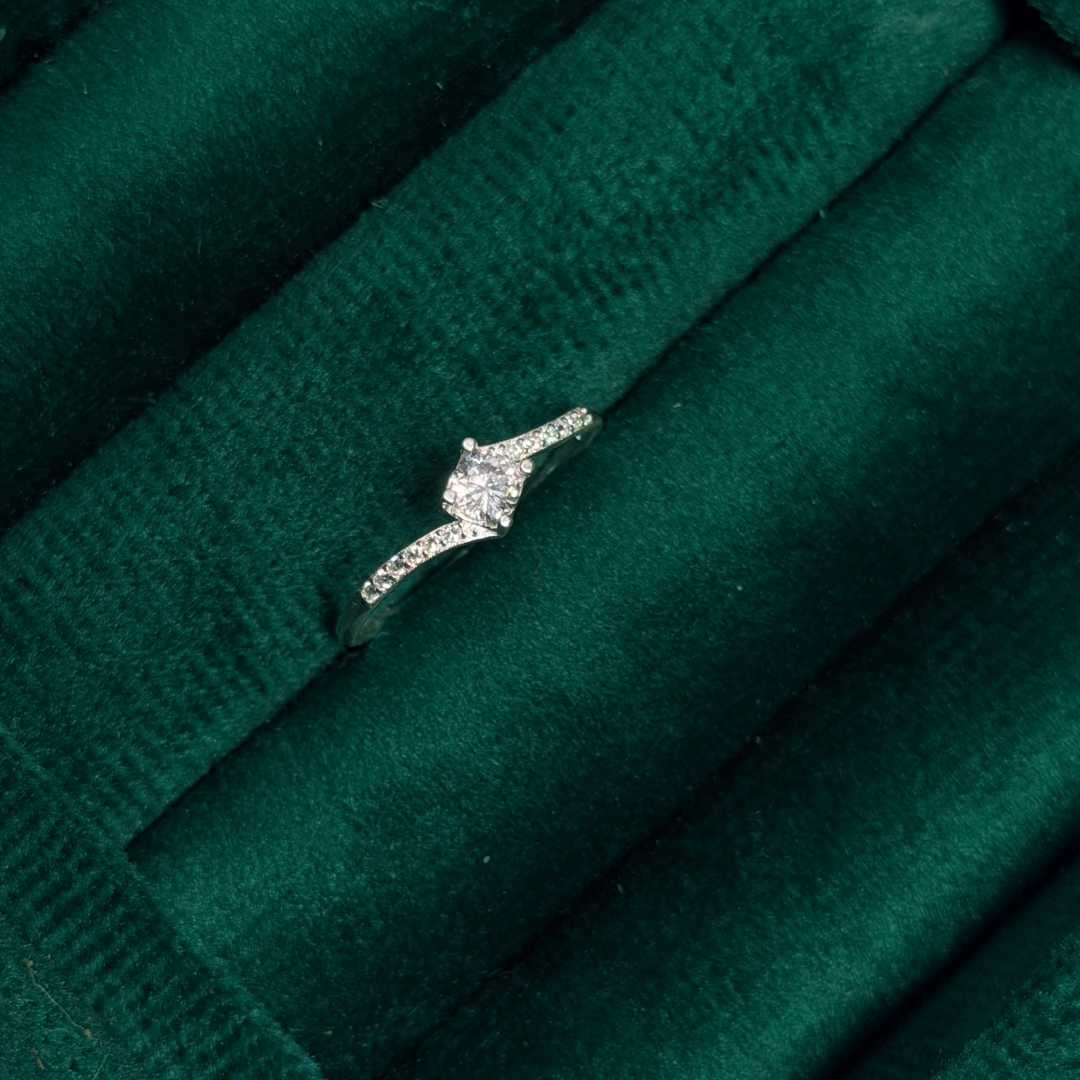 Swirl Solitaire Silver Ring