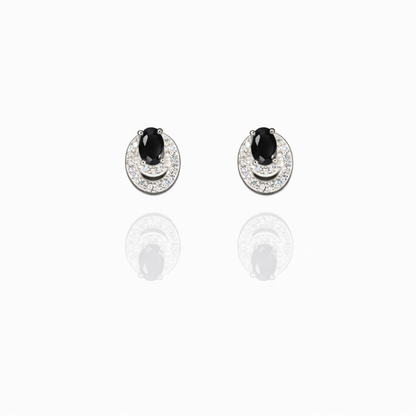 Oval Stone Silver Eartops