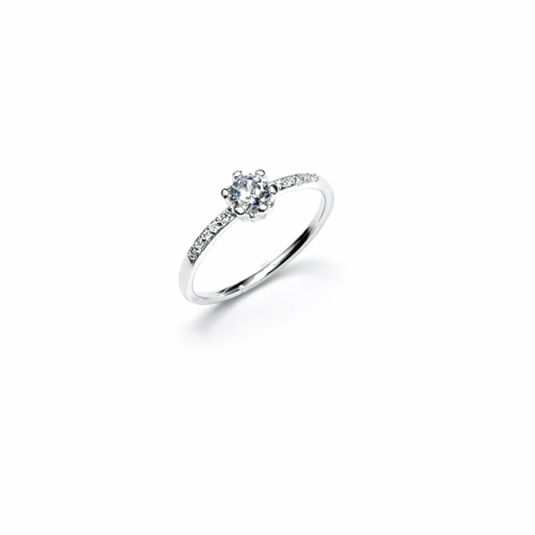 Round Cut Solitaire Silver Ring