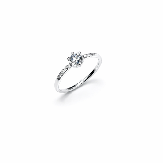 Round Cut Solitaire Silver Ring