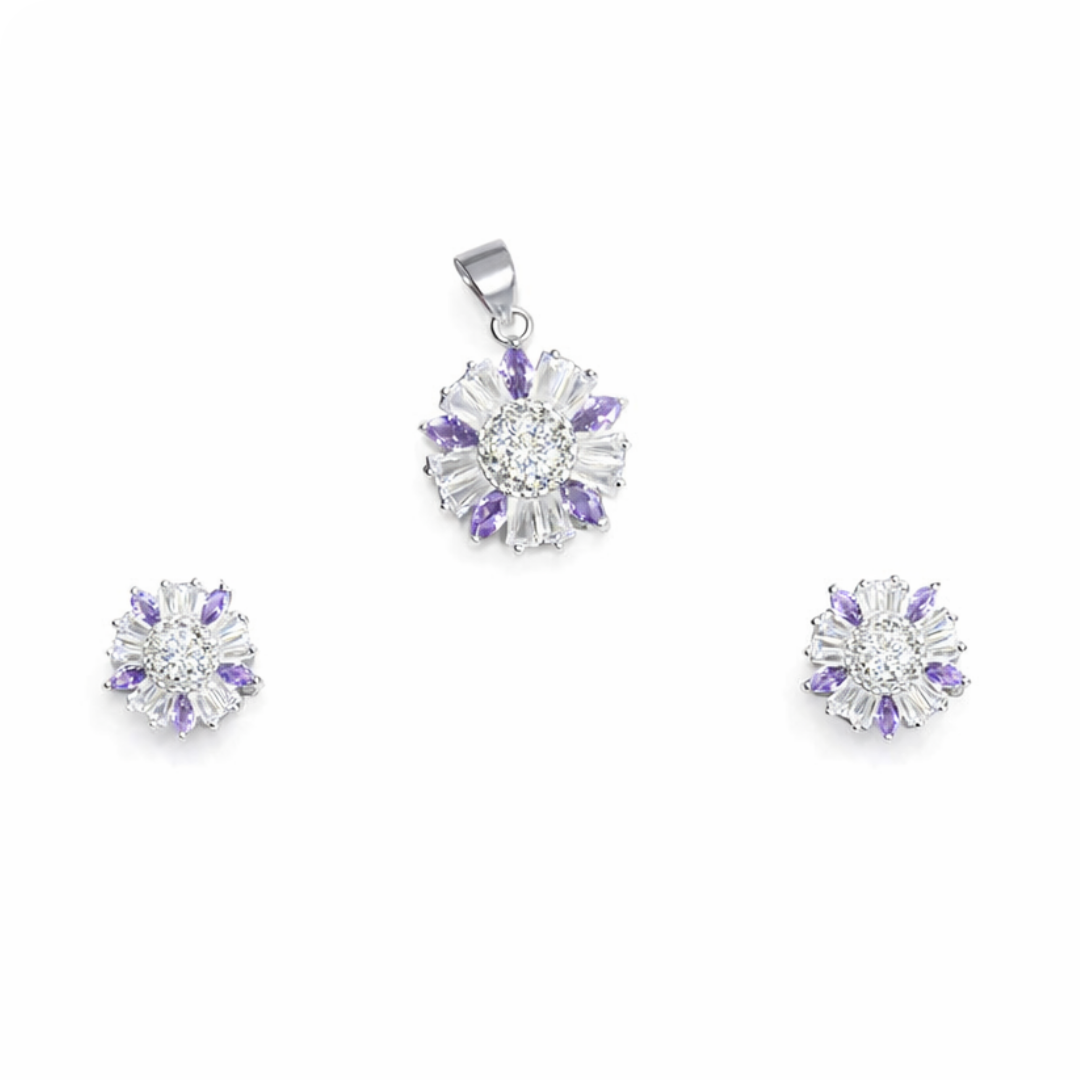 Petal Silver Pendant Set