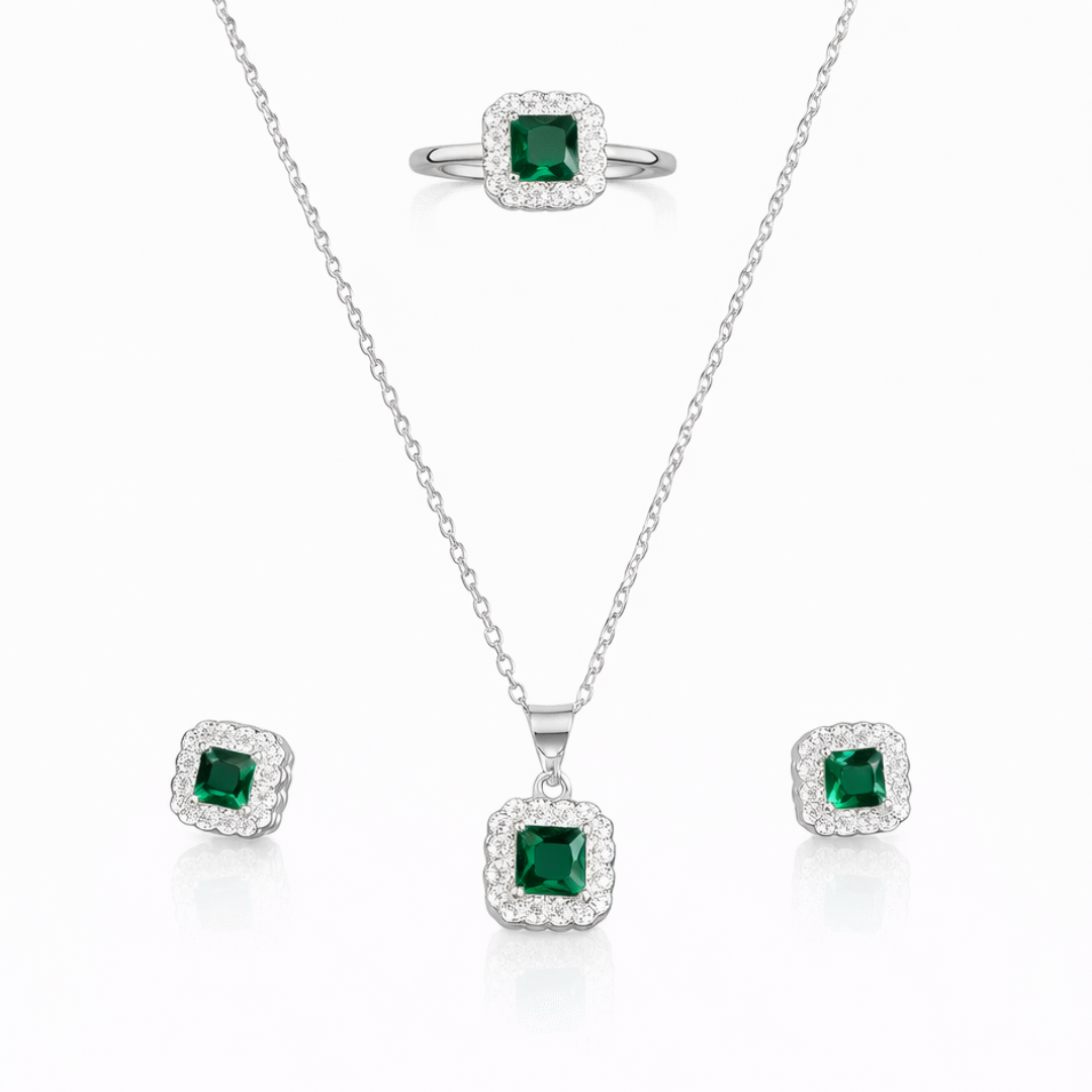 Lace Edge Silver Pendant Set