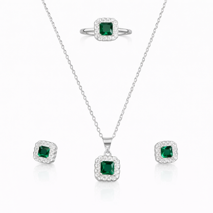 Lace Edge Silver Pendant Set