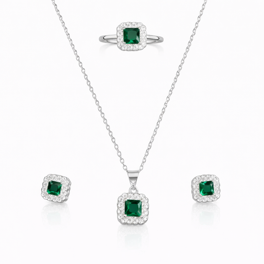 Lace Edge Silver Pendant Set