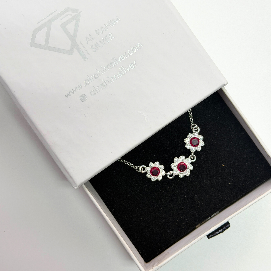 Flower Charm Silver Bracelet