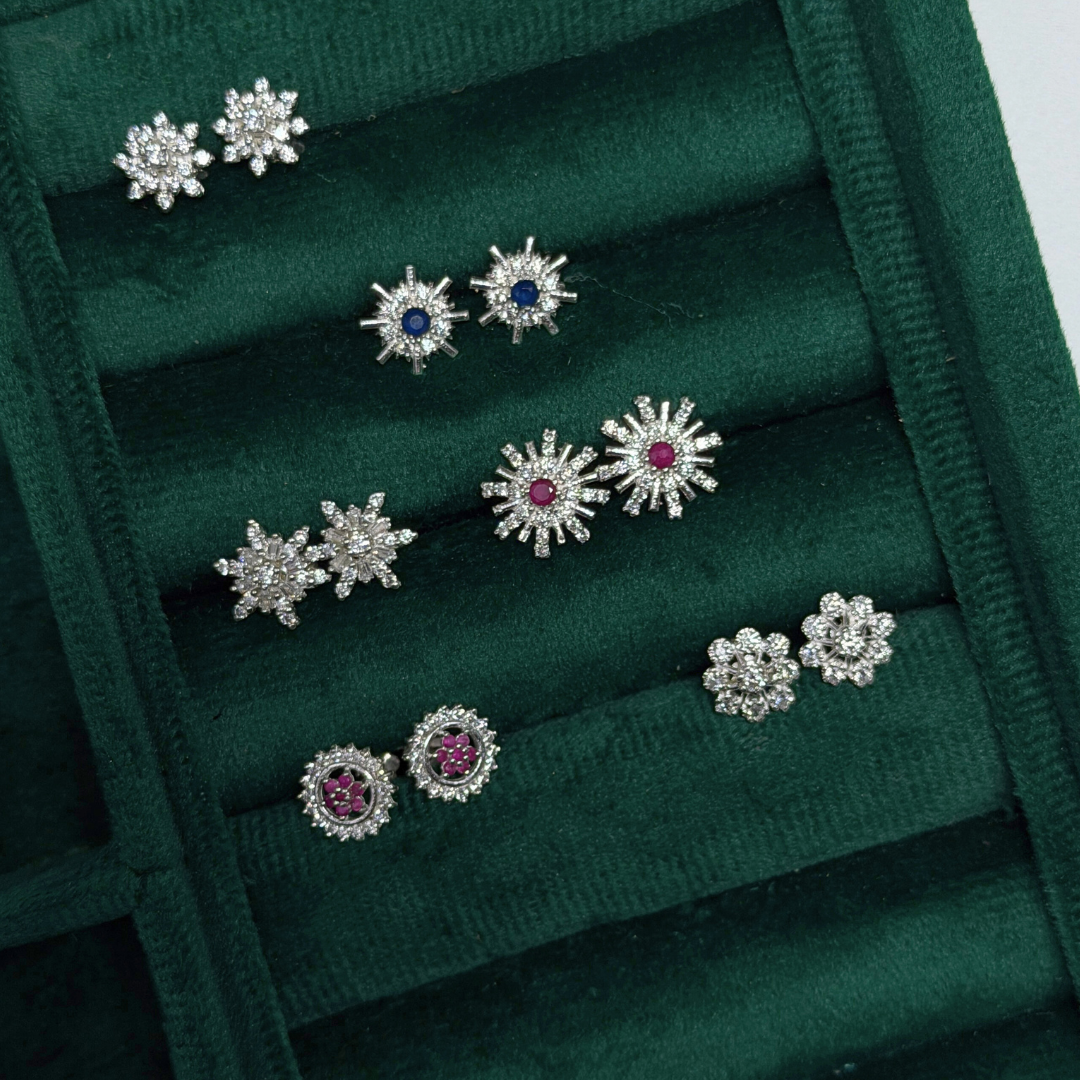 Silver Bloom Eartops