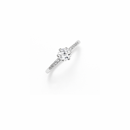 Round Cut Solitaire Silver Ring