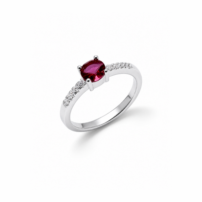One Stone Round Cut Silver Band