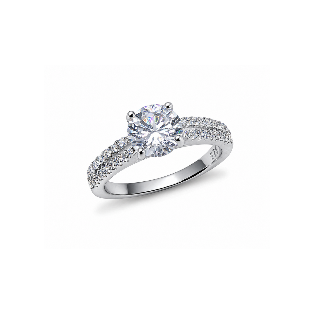 Hayes Split Hidden Halo Engagement Silver Ring