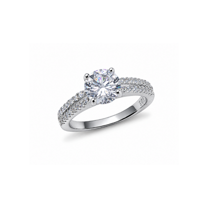 Hayes Split Hidden Halo Engagement Silver Ring