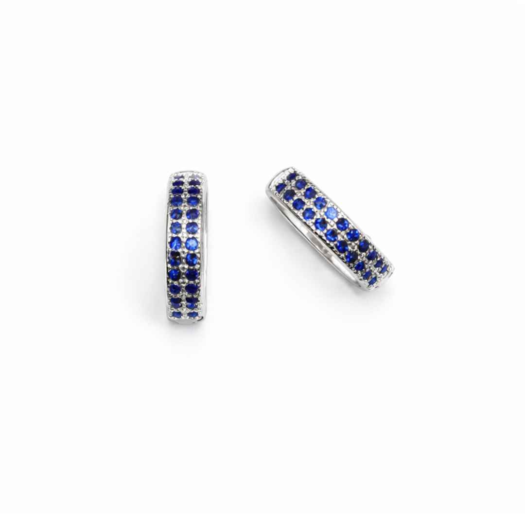 Blue Double Line Huggie Hoops
