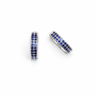 Blue Double Line Huggie Hoops
