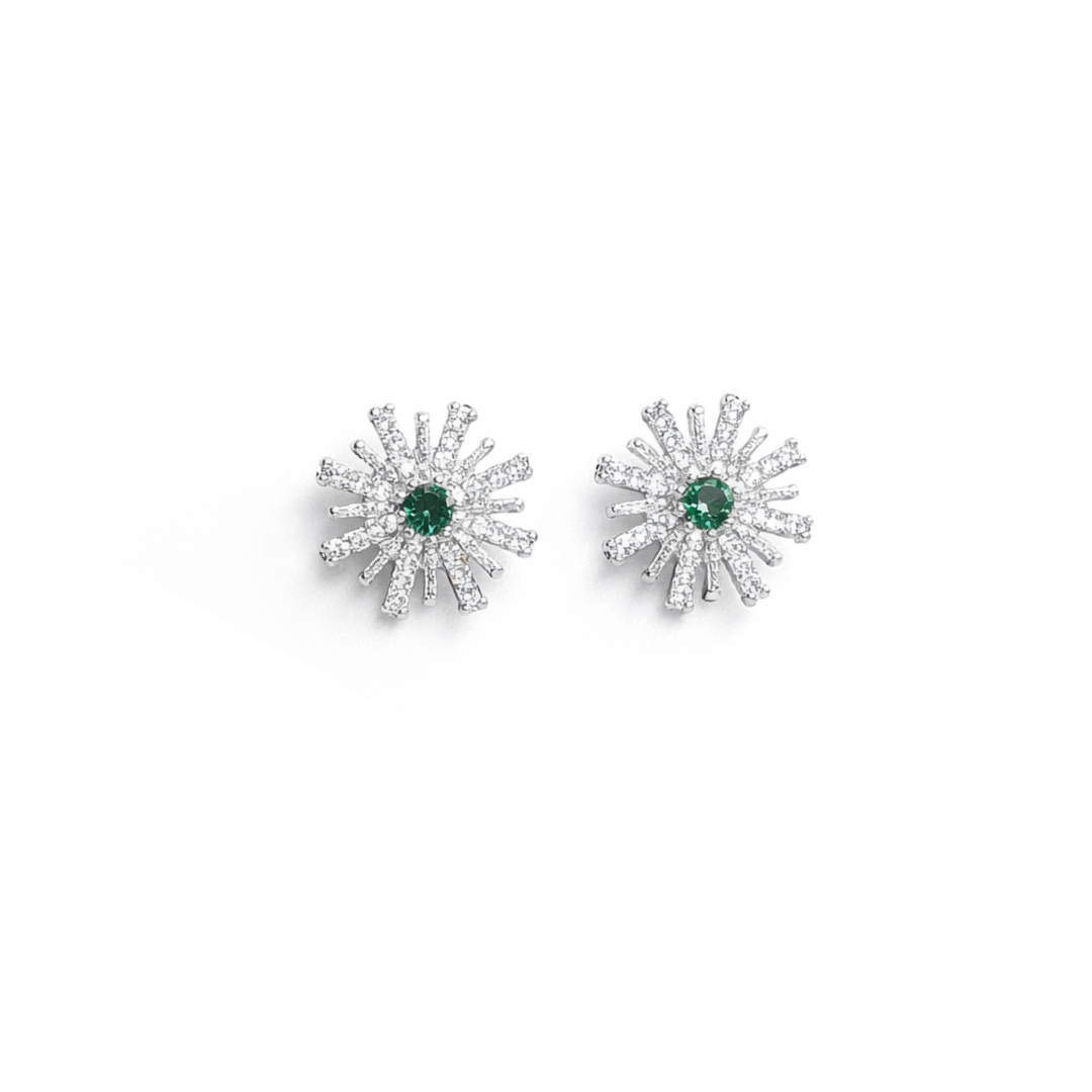 Starburst Sparkle Silver Eartops