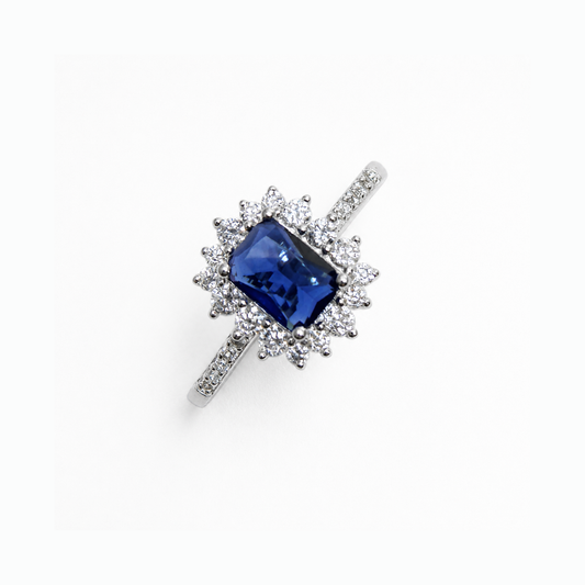 Emerald-Cut Stone Silver Ring