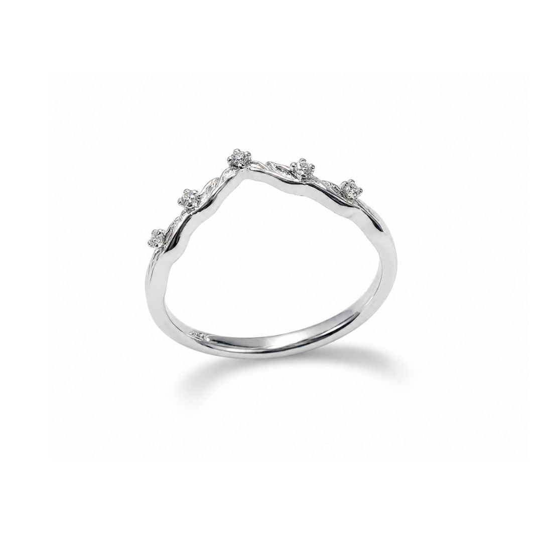 Filigree Leaf Silver Stacking Ring