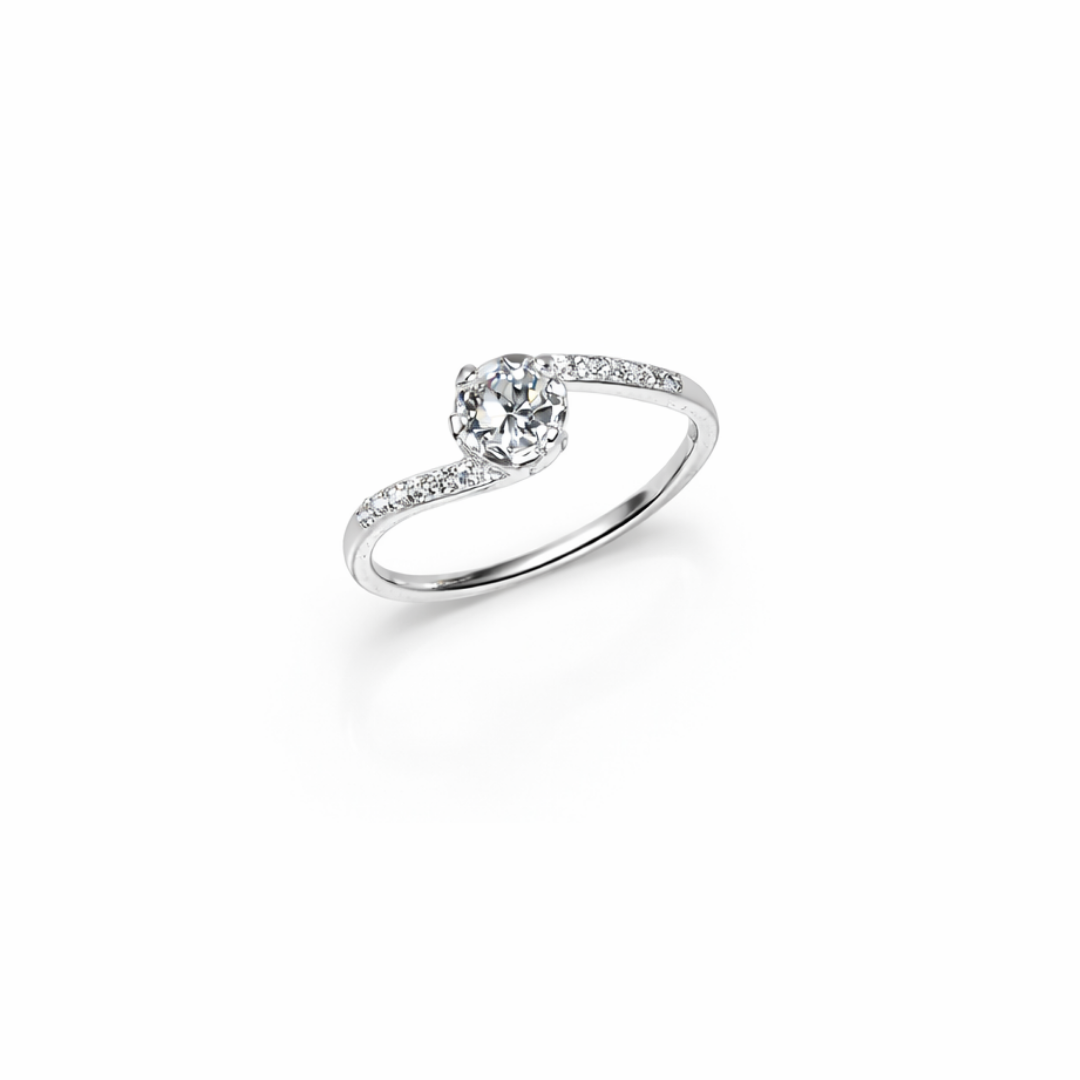 Twisted Silver Solitaire Ring