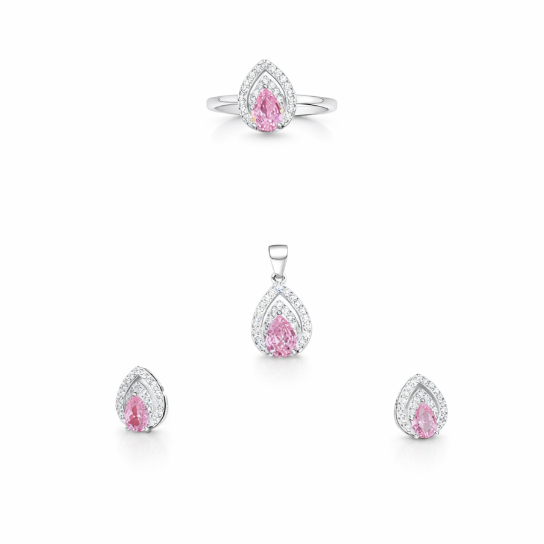 Teardrop Silver Pendant Set