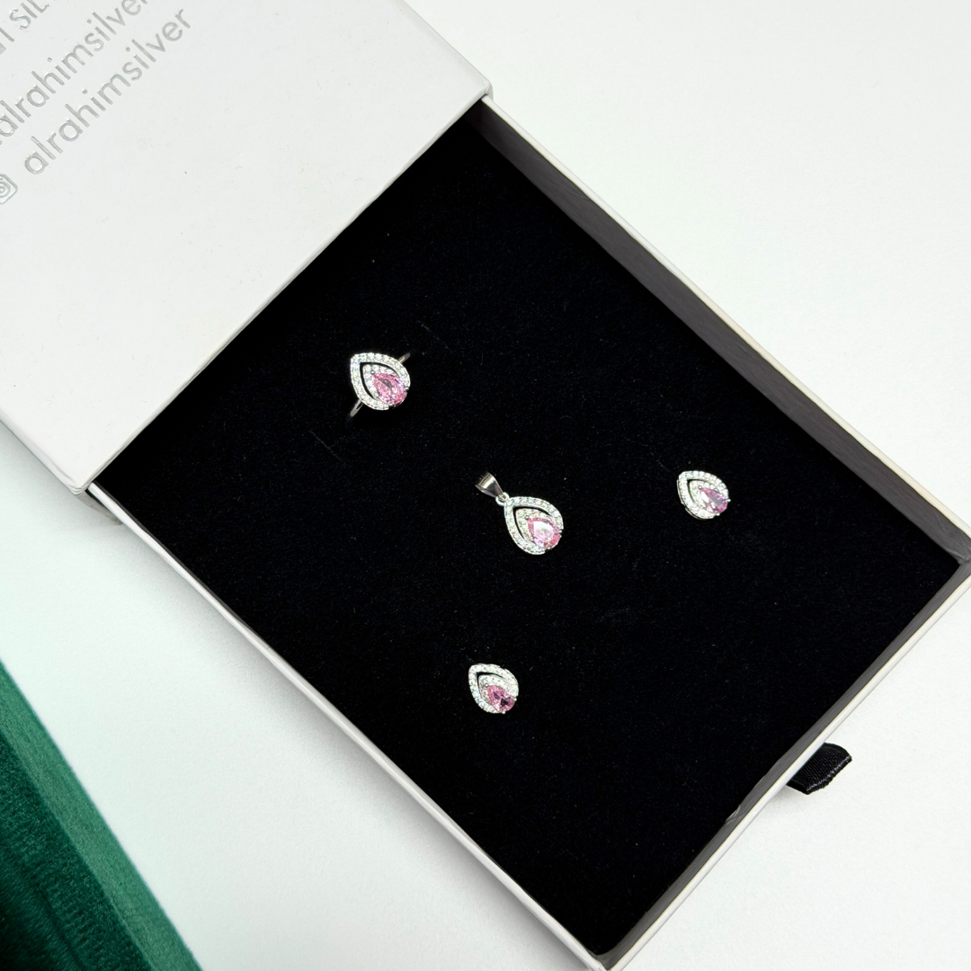 Teardrop Silver Pendant Set