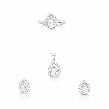 Teardrop Silver Pendant Set