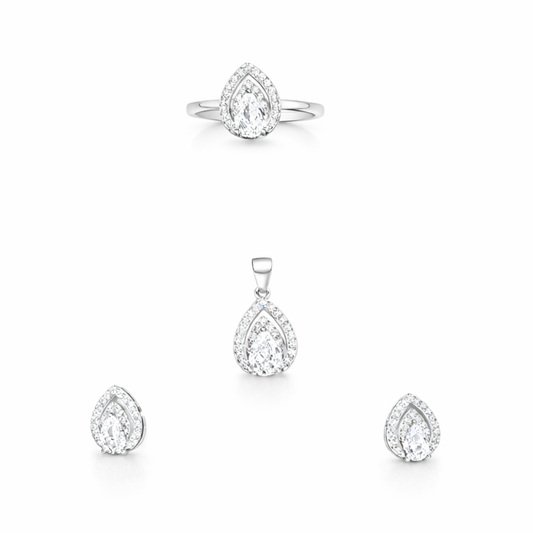 Teardrop Silver Pendant Set